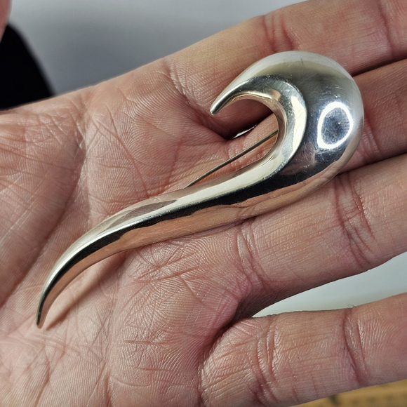 Inger K Sterling Silver 925 Brooch Pin Vintage Designer Large 3.7 Inch, 13 Grams - Picture 7 of 8